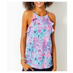 Lilly Pulitzer Billie Top Sz M Celestial Blue Seek and Sky